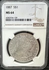 1887 Morgan Dollar NGC Certified MS64