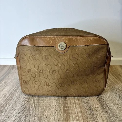 Sac bandoulière Christian Dior toile nid d'abeille PVC cuir noir AUTH sans sangle