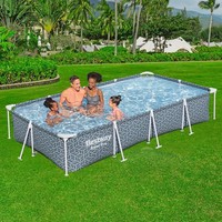 Bestway 12ft x 6.6ft x 26in Leaf Print Rectangle Steel Pro Above Ground Pool Set
