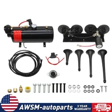 For Truck Car Pickup Loud System Train Horn Kit 1G Air Tank 150psi 4 Trumpets
