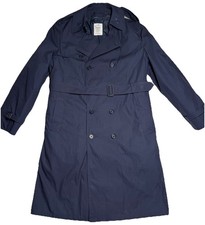 US military all weather trench coat navy blue mens 44l long double breasted