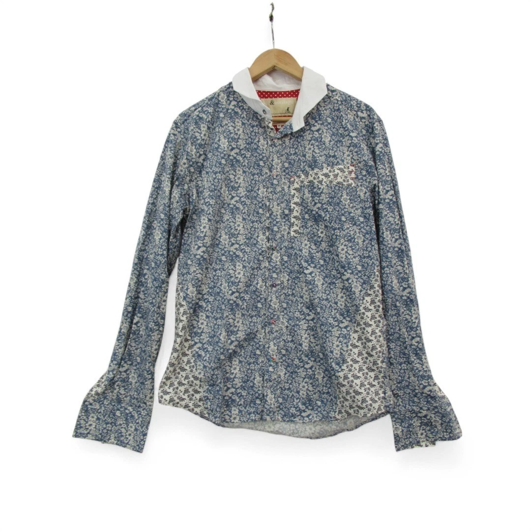 Life & Heritage Sidney Men’s Cotton Shirt Handmade England Blue White Preloved