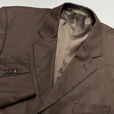 Super 100 s Design Collection Blazer Merino Wool SportCoat Suit Jacket Brown 42R