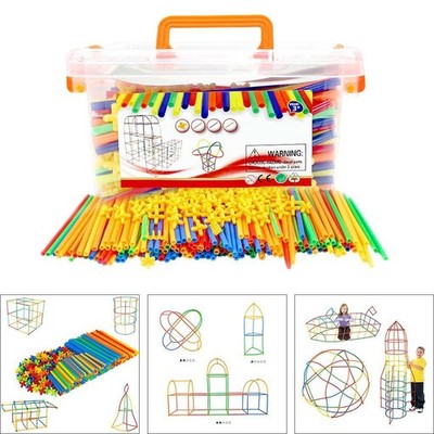 Interlocking Straw Constructor Stem Fort Building Toy Development Kids Gift