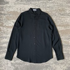 Vintage Gianni Versace Herren Hemd Seide Western Punktkragen Schwarz IT48 Medium