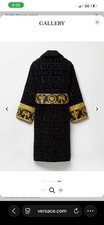 Versace I Love Baroque Men?s Bathrobe XL Black/Gold Belted Long Sleeve Logo