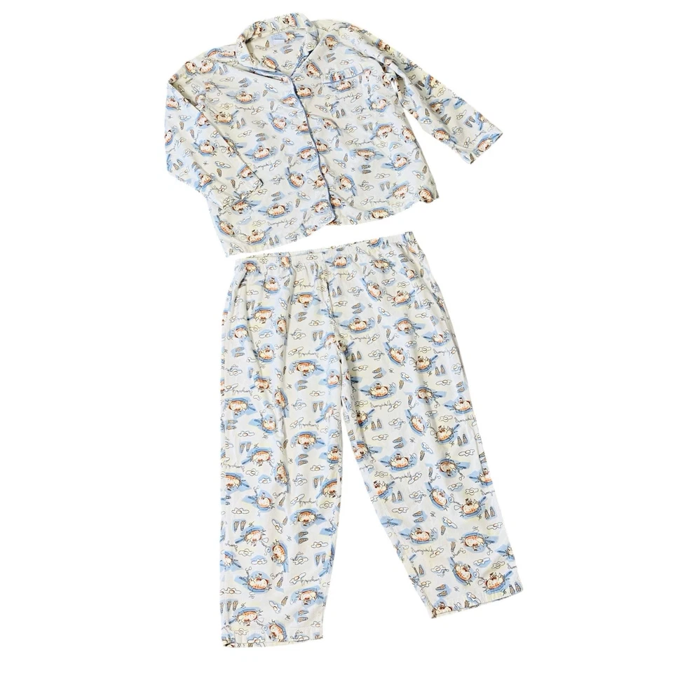 Conjunto de pijama de franela vintage Ashley Taylor talla 2XL camisa pantalones huevos pollo Foto 2 de 4