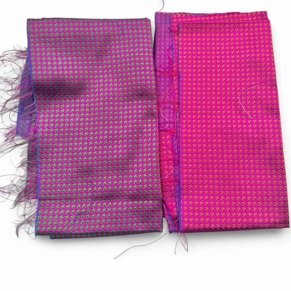 8 Piece Bundle 100% Italian Silk Fabric Magenta Remnants DIY Sewing - Image 4 of 4