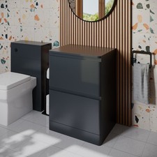 Image of 600mm Bathroom Countertop Vanity Unit Basin Wall Hung Floorstanding Anthracite