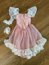 Vintage Curtain Call Pink Dance Costume Size Child  s 6 Lace Sequins Fluffy READ