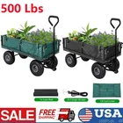 Steel Garden Cart 500lb Capacity Heavy Duty Yard Wagon Utility Cart Removable
