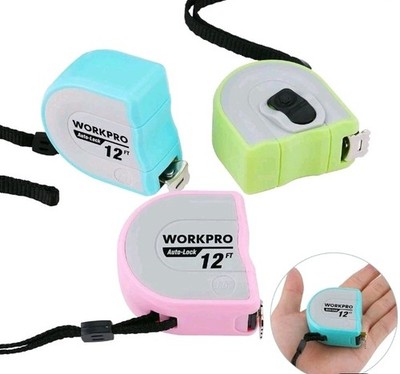 WORKPRO Mini Tape Measure 3 Pcs 12FT Self-Lock Easy Reading Tape Measurement