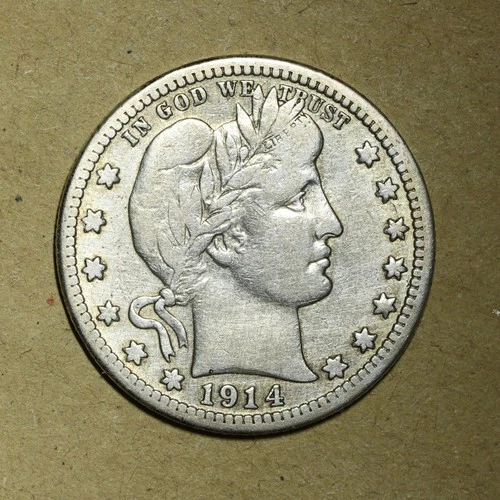 1914-S Barber Quarter VF Details Old Cleaning  Low Mintage No Reserve