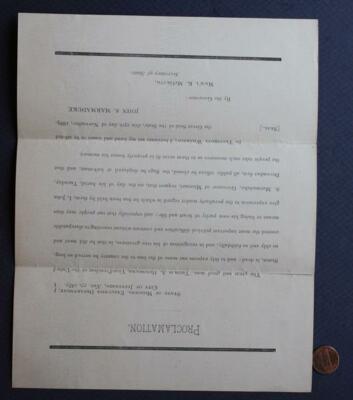 1885 Indiana Vice-President Thomas A Hendricks Death Missouri Proclamation RARE+