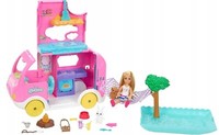 Barbie Chelsea Pink Camper + Chelsea Doll + 14 Accessories HNH90 Mattel