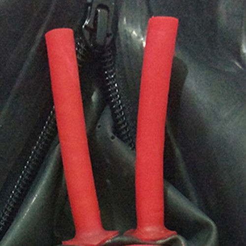 Full Cover Latex Hood with Hollow Braid Tube Can Customize Blond Wig Rubber Mask - Picture 5 of 9