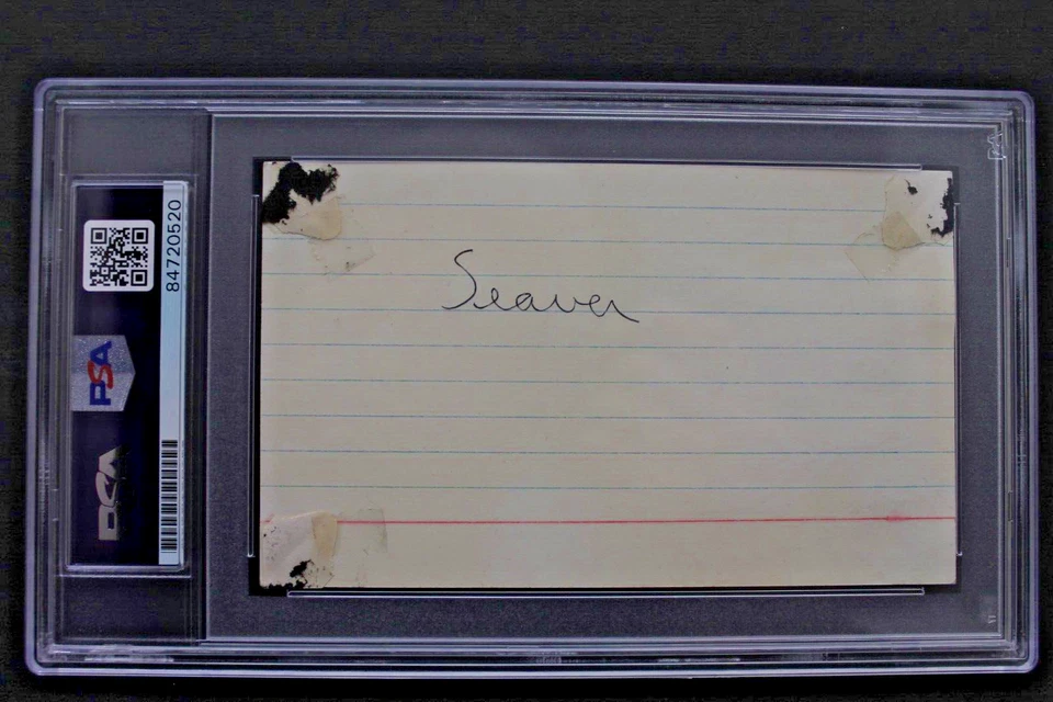 Tom Seaver (d.2020) HOF Mets Reds Autographed Signed 3x5 Index Photo Card PSA - Image 2 of 3