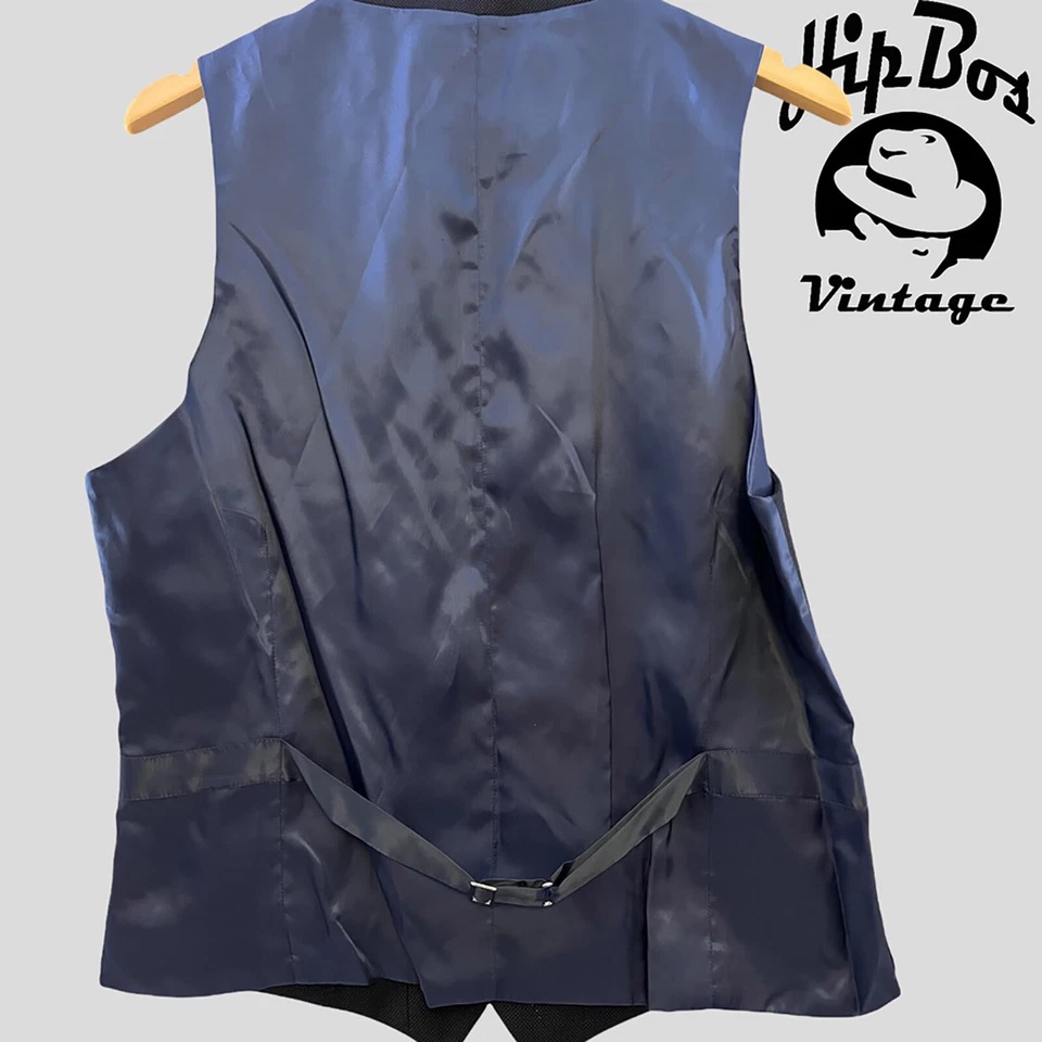 John Lewis Regular Fit Birdseye Waistcoat Navy Blue - Image 4 of 4