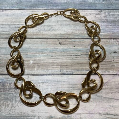 Avon Signed Gold Tone Swirl 18" Necklace Chunky Statement