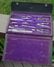 DIETZGEN "KROMET" 1057 KC Drafting Tools w/ Snap Black Case US Zone Germany