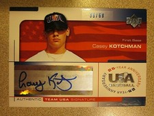 2004 USA BASEBALL 25TH ANNIVERSARY SIGNATURES BLUE INK #KOTC CASEY KOTCHMAN /60