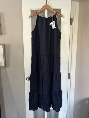 NWT Luxmii Fiume Linen Navy Blue Tiered Maxi Dress with Red Tie-Neck Size S / M | eBay NWT Luxmii Fiume Linen Navy Blue Tiered Maxi Dress with Red Tie-Neck Size S / M | eBay