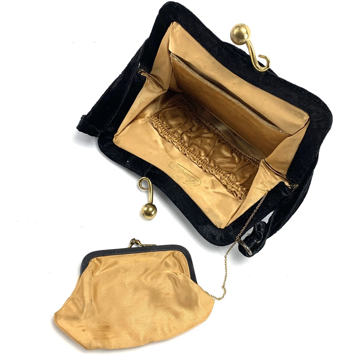Vintage GRACELINE MASTER PURSE Black Velvet Handbag with Chained 