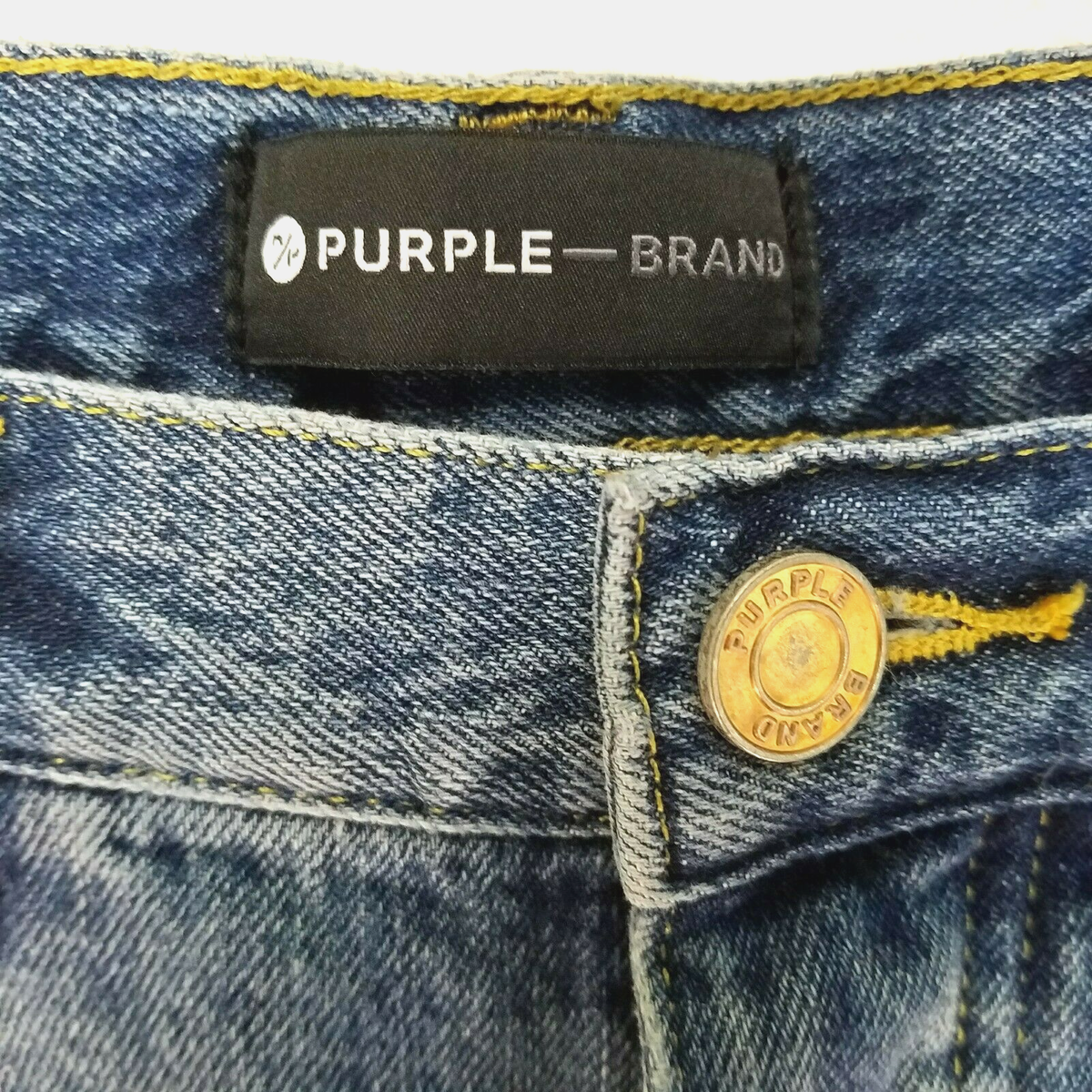 PURPLE BRAND Jeans P003 Sashiko Stitch Tapered Rip & Repair