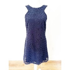 Lilly Pulitzer Mango Shift True Navy Leafy Palm Lace Dress Size Small Sleeveless