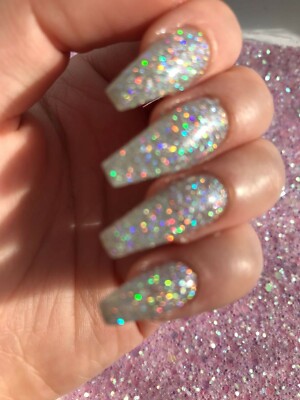 AJ Nails Collection Silber schnell trocknend holographischer Glitzer Nagellack KUNST