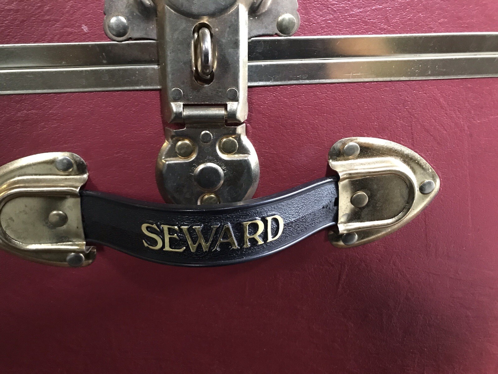 Vintage SEWARD Steamer Trunk Red 12×16×30 with Brass Corners