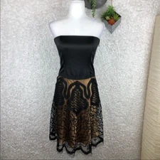 Strapless Dress Two Piece Illusion Black Lace Laundry by Shelli Segal Size 4