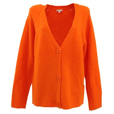 STREET ONE Damen Strickjacke Sweatjacke Cardigan orange neon 27334