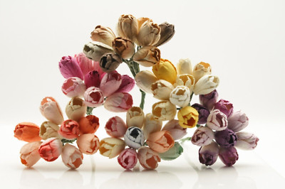 10 x Tulpen Maulbeer Papier Blumen versch. Farben Kartenbasteln versch. Farben