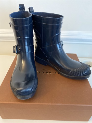 Coach Lester Shiny Rubber Rain Boots 