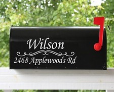 Set of 2 - 11"x4.75" Custom Mailbox Decals Sticker Name Street, Many Fonts 14