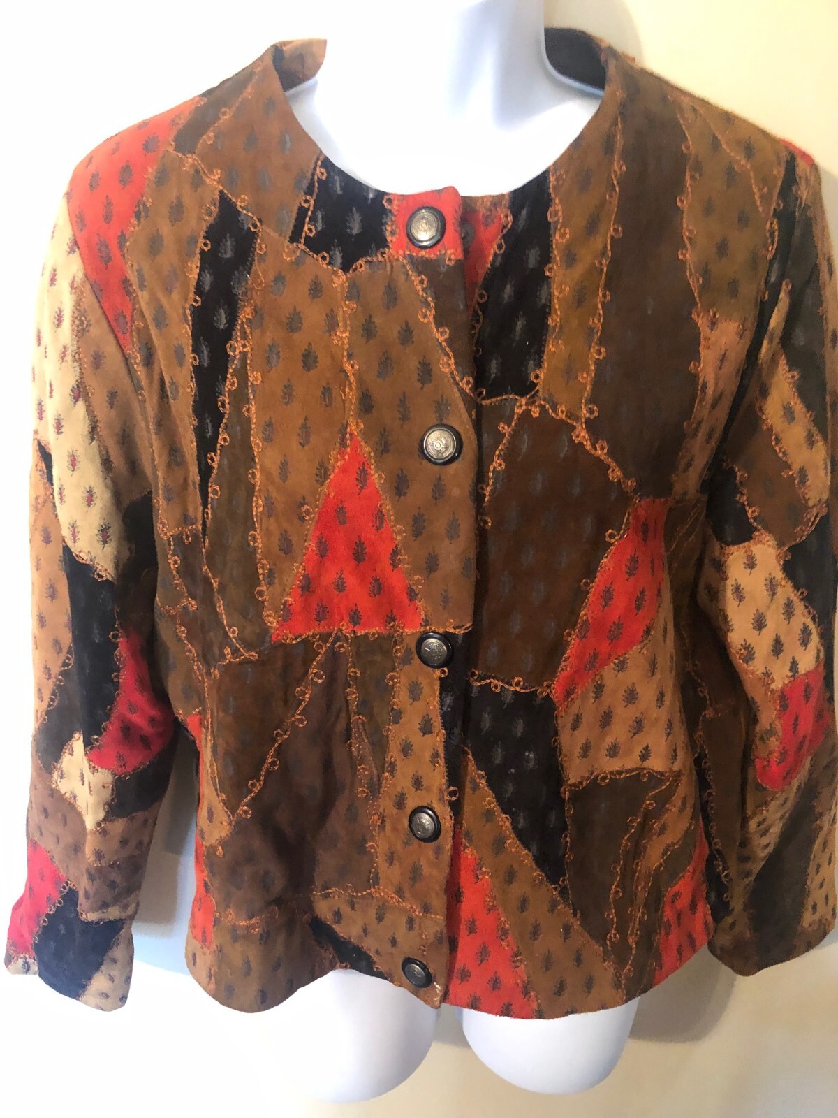 Papillon Womens  EUC Sz M Patchwork Suede Leather… - image 6