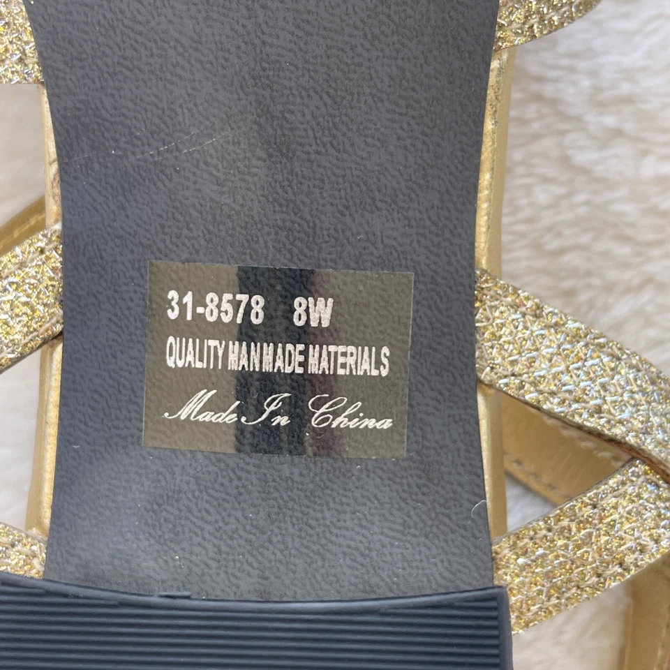 Sapatos de dança femininos tamanho 8 W Easy Street Alive 5 ouro lisonjeiro com pedra - Imagem 4 de 4