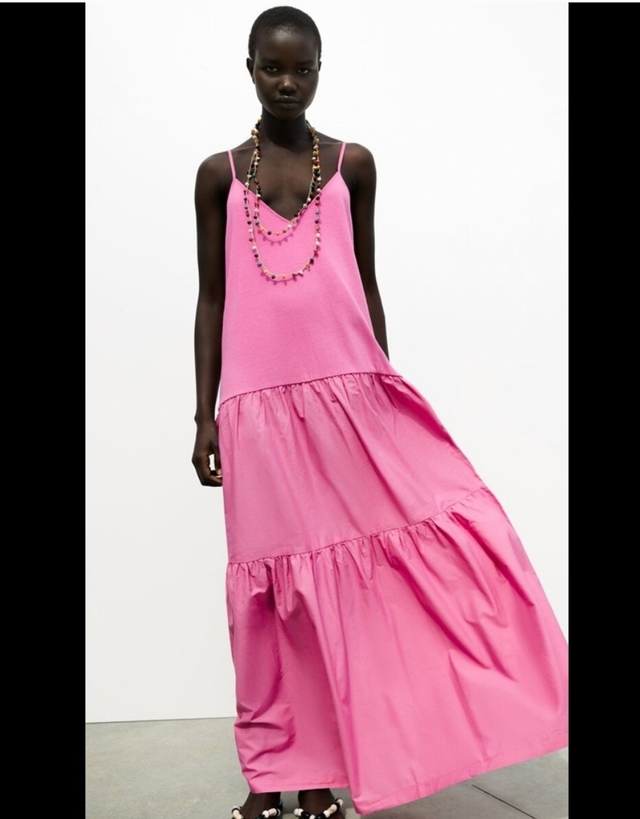 Zara Barbie Pink Tiered Sleeveless Maxi Dress M NWT Blogger Fav | eBay Zara Barbie Pink Tiered Sleeveless Maxi Dress M NWT Blogger Fav | eBay