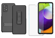 Samsung Galaxy A52 5G Dual Layer Hybrid Case and Belt Clip Holster Combo 