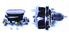 7" Chrome Single Diaphragm Brake Booster with Chrome Finned Cap Master Cylinder