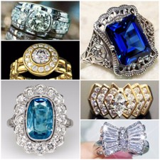 Elegant Women Anniversary Gift Cubic Zircon 925 Silver Filled,Gold Ring Sz 6-10