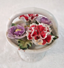 Vintage Capodimonte Italian Porcelain Flower Basket 3.25" Naples Italy EXCELLENT