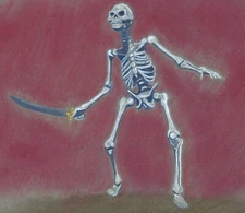 Skull Skeleton pirate drawing pastel Artist Jerome Cadd sword Supernatural