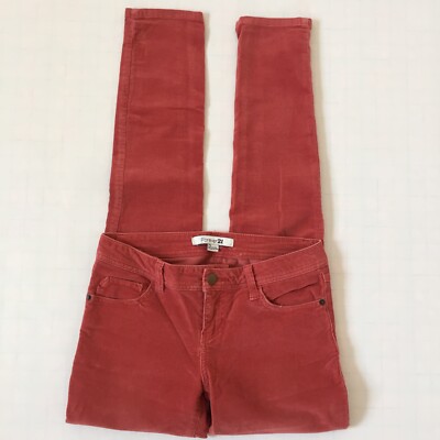 Forever 21 Brick Red/Orange Soft Corduroy Stretch Skinny Jeans Pants Size  25/W28
