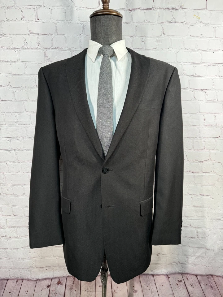 Traje CALVIN KLEIN Para Hombres Negro ATHLETIC FIT 2 Piezas Frente Plano 42L Chaqueta 36x31 Pantalón Foto 2 de 4