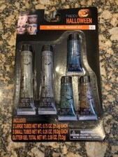 Halloween Glitter Gel Makeup Kit Face Metallic Shimmer 5 Tubes Costume Party Set