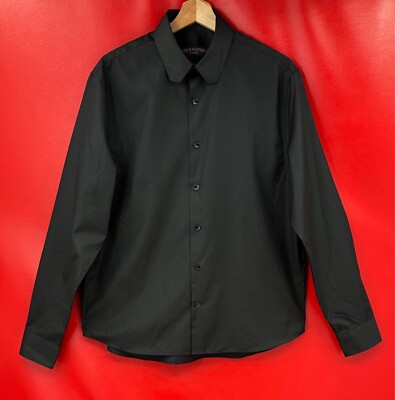 Louis Vuitton Uniforms Mens Black Cotton Collared DNA Dress Shirt