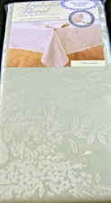 Arabella Floral Damask Tablecloths Asst. Sizes  Easy Care/Stain Resistan Green