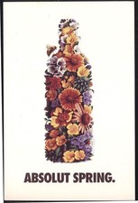 Moderne Werbe Postkarte für ABSOLUTEN WODKA - "Absoluter Frühling". Kostenloser Versand UK